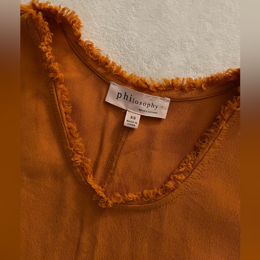 Philosophy Ruffle Orange Tank - Picture 6 of 6